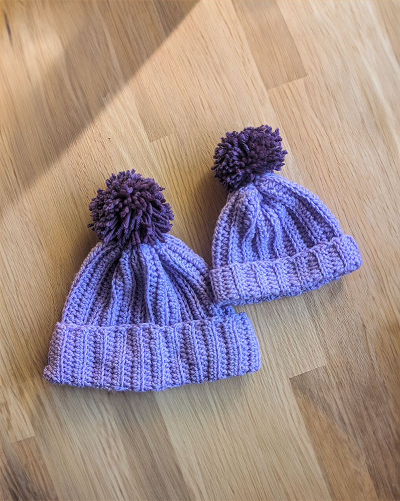 Mauve Kids and Adults Beanies